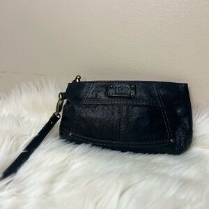 UGG Black Leather Clutch Wristlet